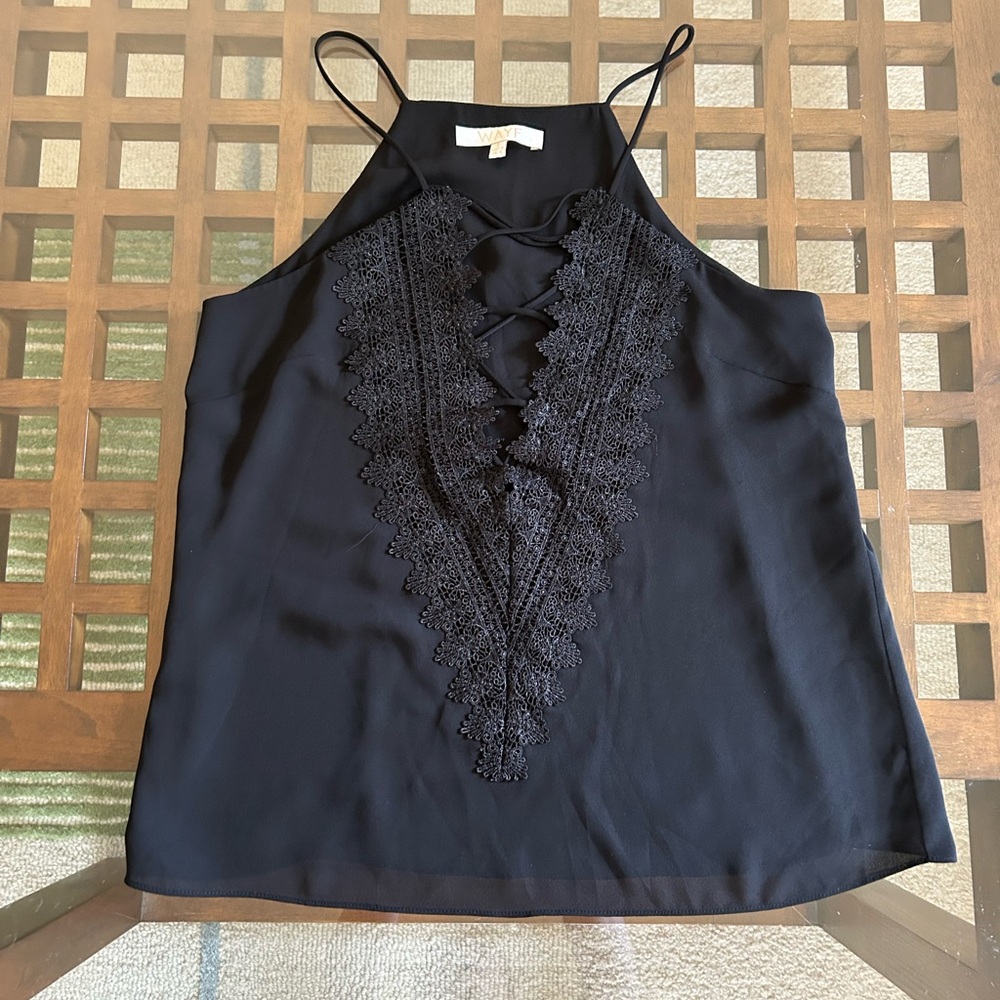 Wayf Black Camisole with Lace Detail